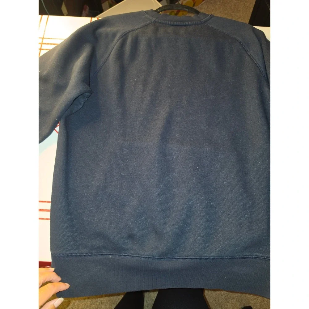 Nike Air Crewneck Sweatshirt Mens Medium Black Blue Graphic Pocket Pullover